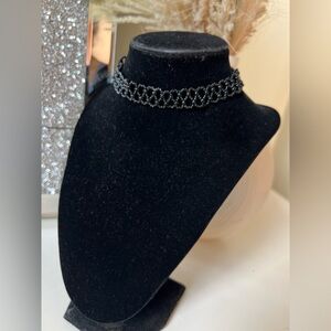 Vintage Handmade Black Beaded Choker • Gothic Victorian Spiral Rope Necklace